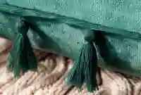 כרית נוי בצבע ירוק עם פרנזים