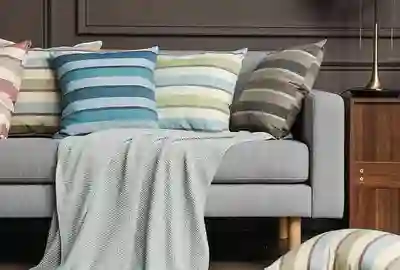 כרית נוי פסים על ספה