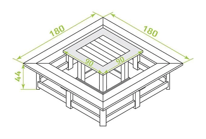 מידות שולחן קקל מרובע