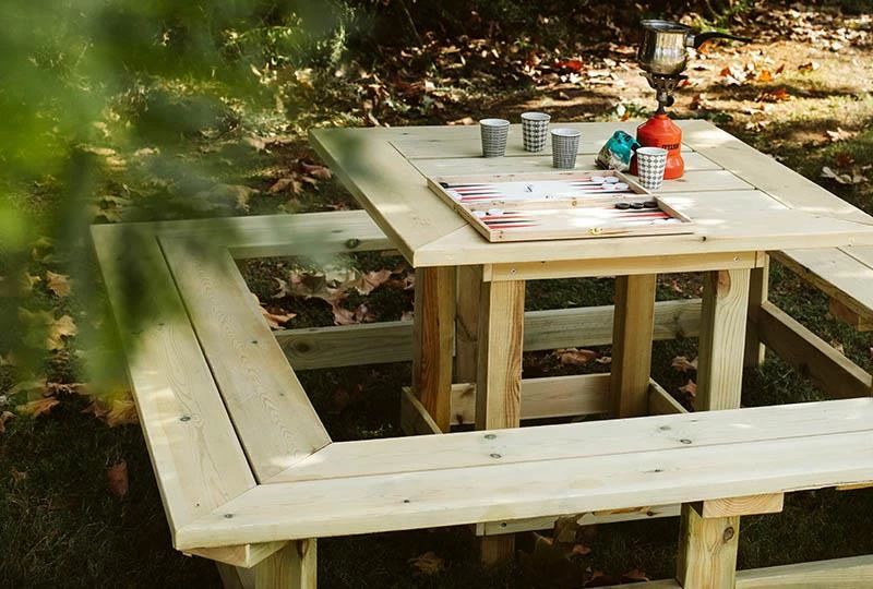 שולחן פיקניק מרובע מעץ