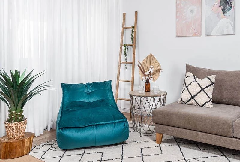 פוף כורסא בצבע טורקיז לסלון